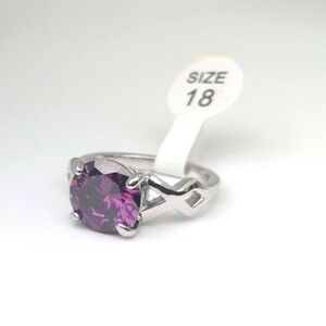 14k Real White Gold Plated Ring Silver Purple 8.5 US